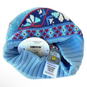 North Face Nordic Cap Vintage A5 Blue Knit Unisex Adult Beanie Snow Flakes NWT